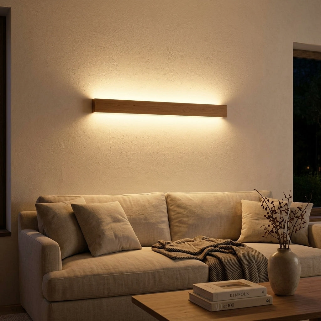 Holz-Wandleuchte – Handgefertigte LED Wandlampe mit indirektem Up- & Downlight