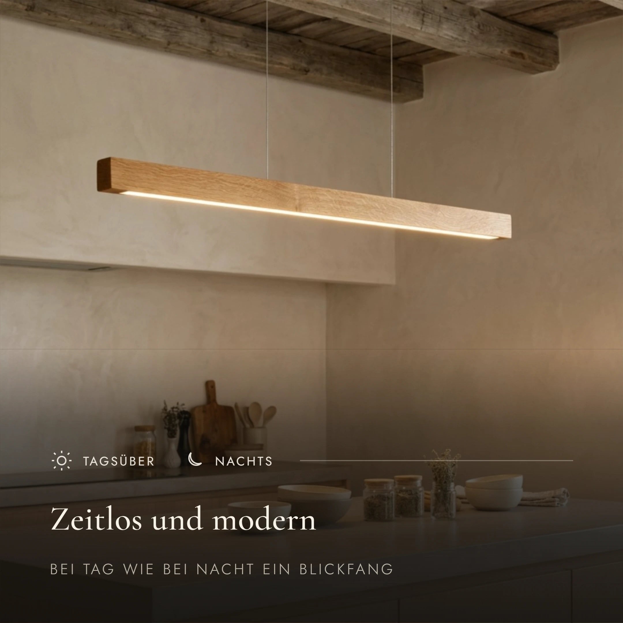Designer Pendelleuchte aus Massivholz, LED-Pendelleuchte - Tara