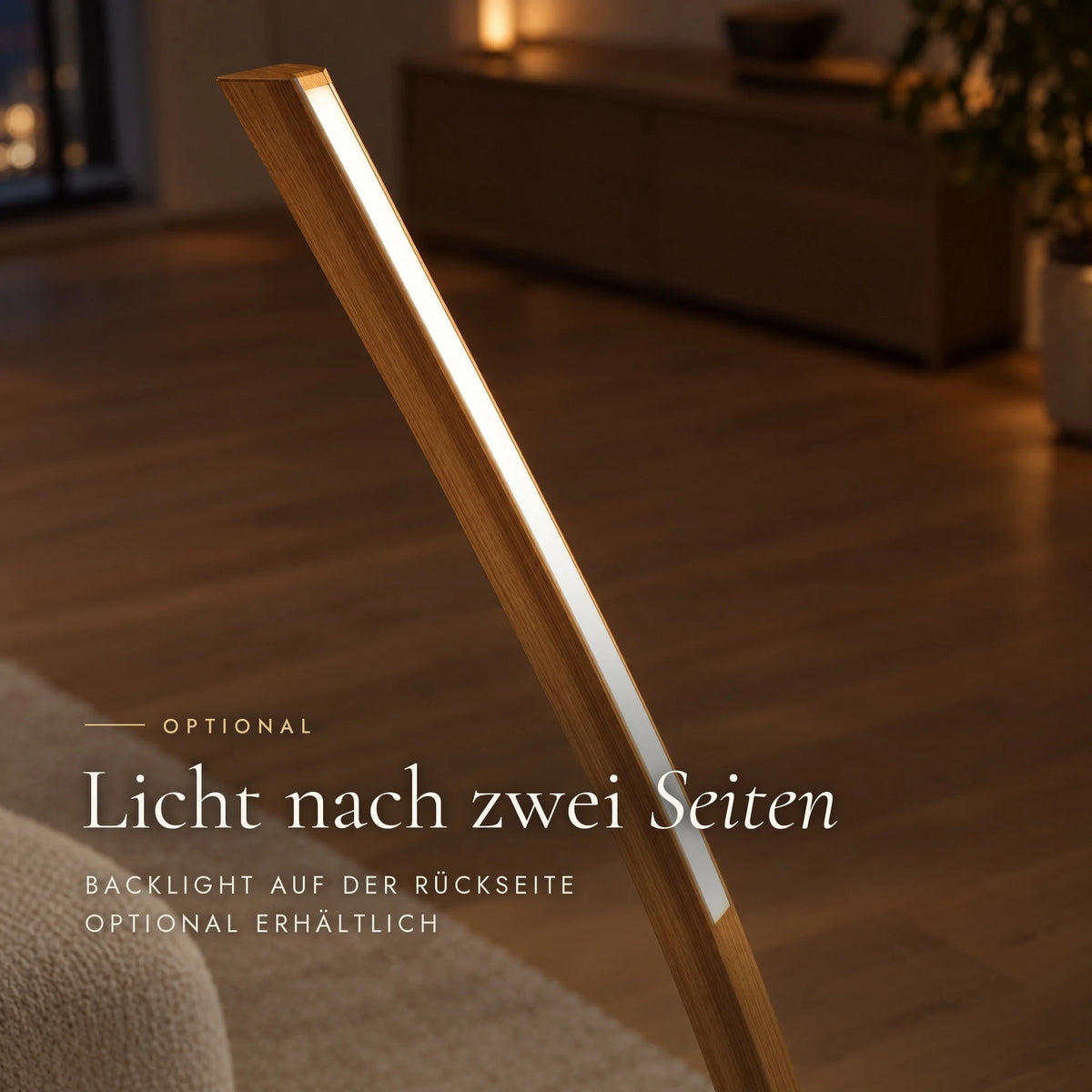 Candor floor lamp: close-up of the optional backlight on the back in the upper third