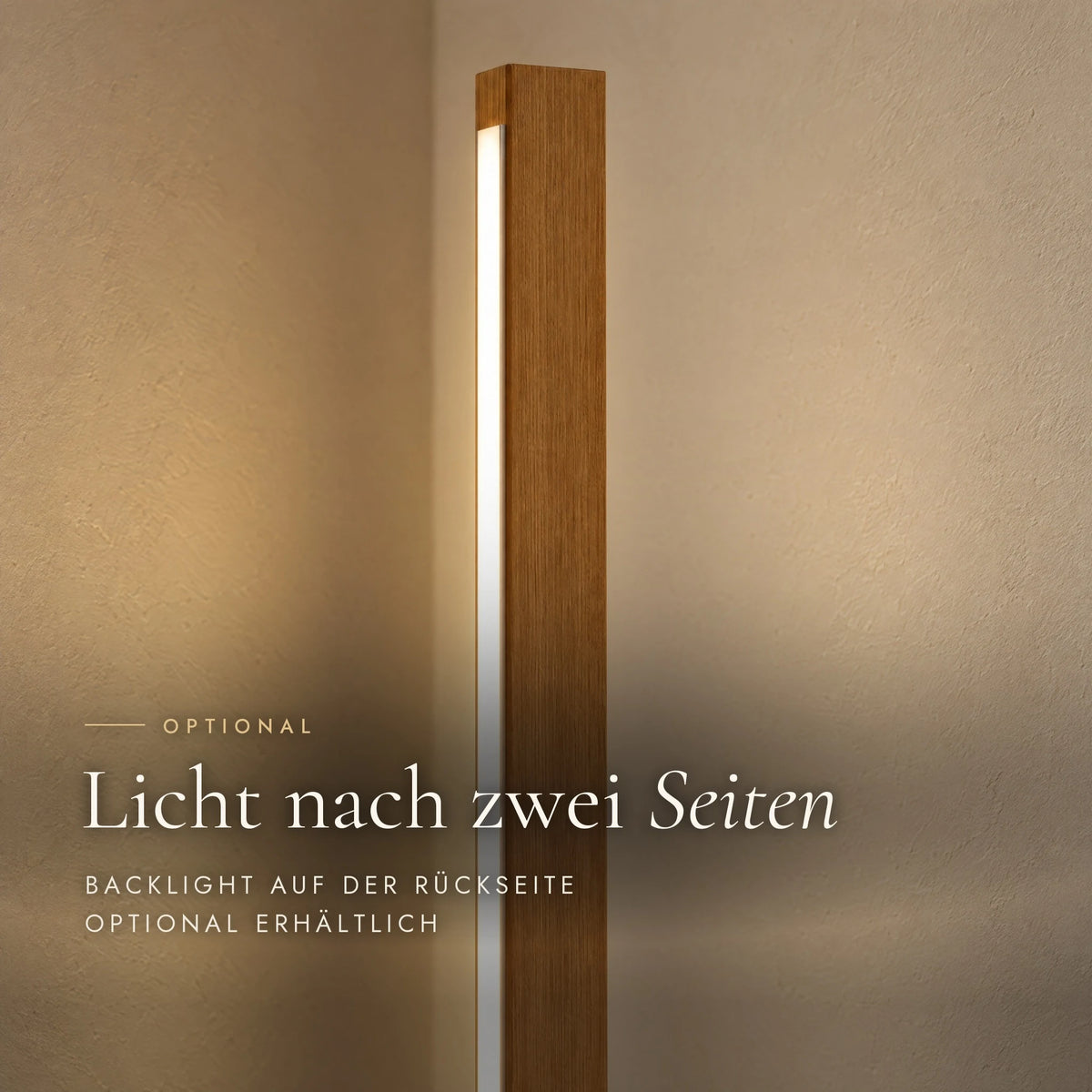 Stehleuchte Faros, optionales Backlight auf der Rückseite in der Nahaufnahme