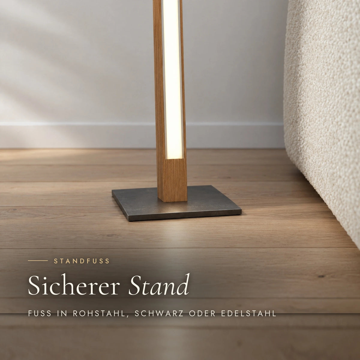 Steel base of the Nivara floor lamp, 20 × 20 cm, for a secure stand
