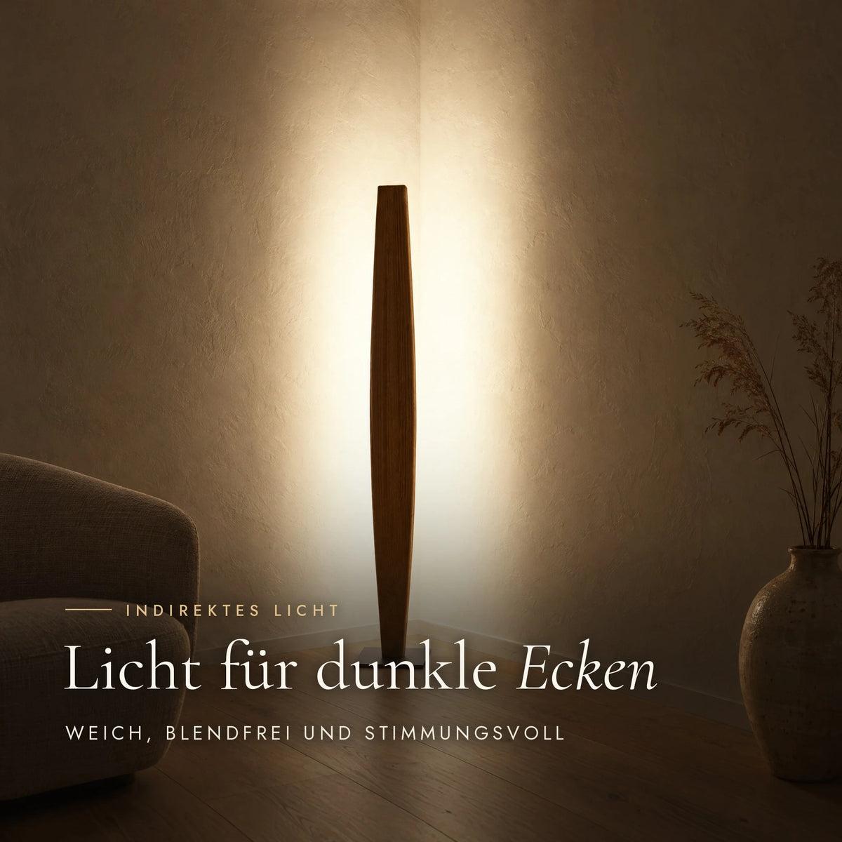 Stella floor lamp lights a dark corner indirectly and without glare