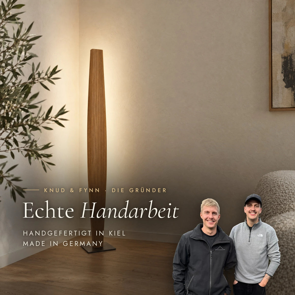 Stella floor lamp, handmade in Kiel by founders Knud and Fynn, Made in Germany