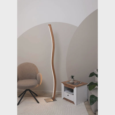 Edle Holzlampe für Wohnzimmer und Büro – per Fernbedienung individuell dimmbar.
