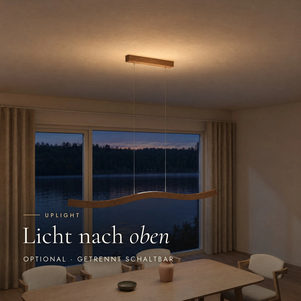 Pendelleuchte Fiona mit optionalem Uplight: zusätzliches Licht nach oben an die Decke, getrennt schaltbar