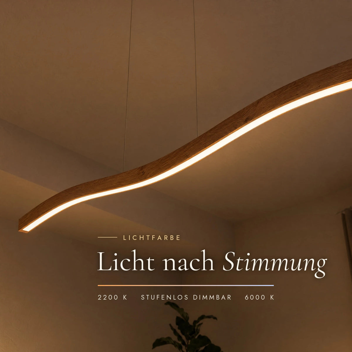 Mila pendant light with adjustable colour temperature from 2200 to 6000 Kelvin, continuously dimmable