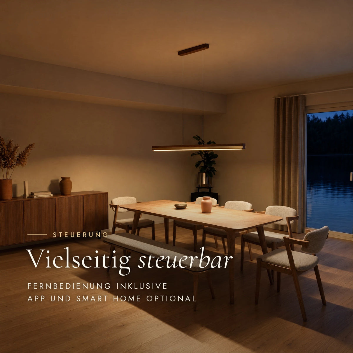 Veta pendant light control: remote included, app and smart home optional