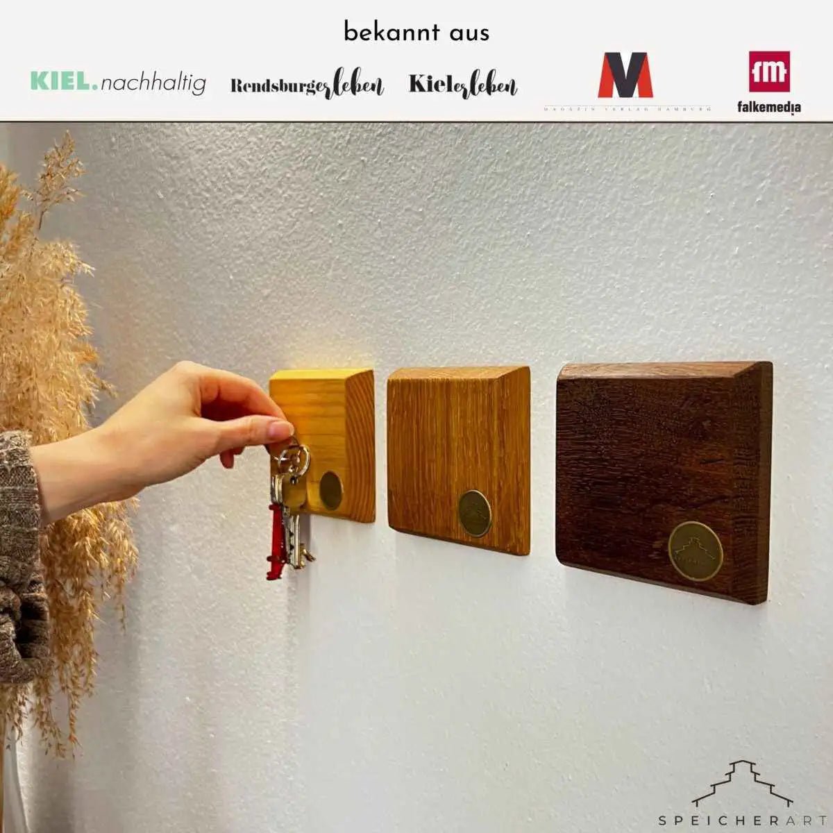Natürlicher Charme: Hol dir mit unserem Schlüsselhalter aus Massivholz die Wärme und Authentizität von Handwerkskunst nach Hause.